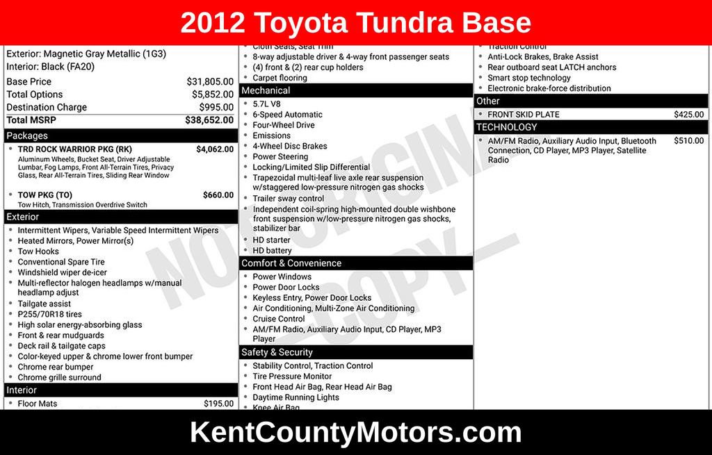 Used 2012 Toyota Tundra 4x4 Double Cab w/ TRD Rock Warrior Pkg