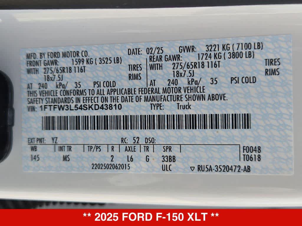 Used 2025 Ford F150 XLT w/ Equipment Group 301A Standard AWD/4WD image 35