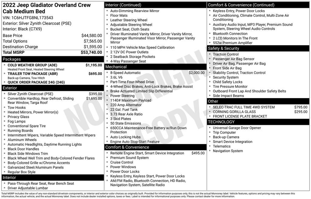 Used 2022 Jeep Gladiator Overland w/ Cold Weather Group image 46