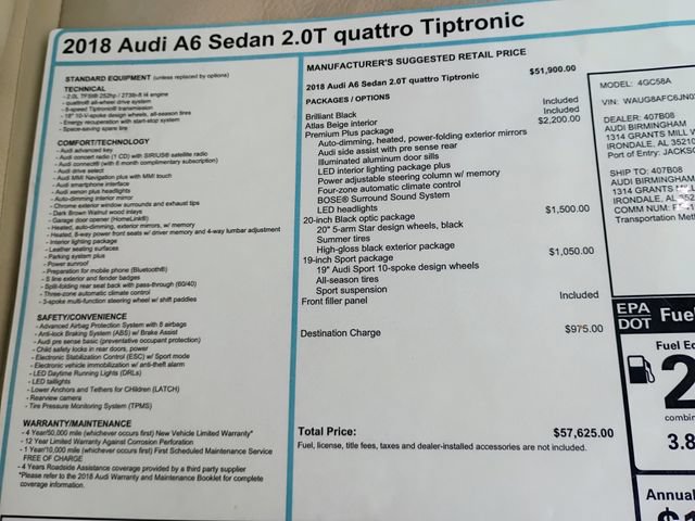 Used 2018 Audi A6 2.0T Premium Plus w/ Premium Plus Package AWD/4WD image 77