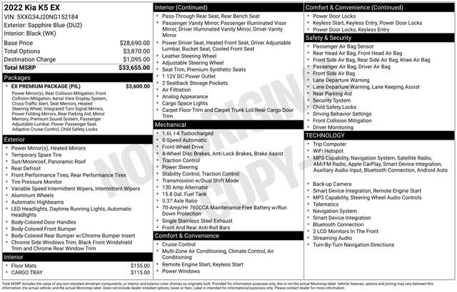 Certified 2022 Kia K5 EX w/ EX Premium Package FWD image 13