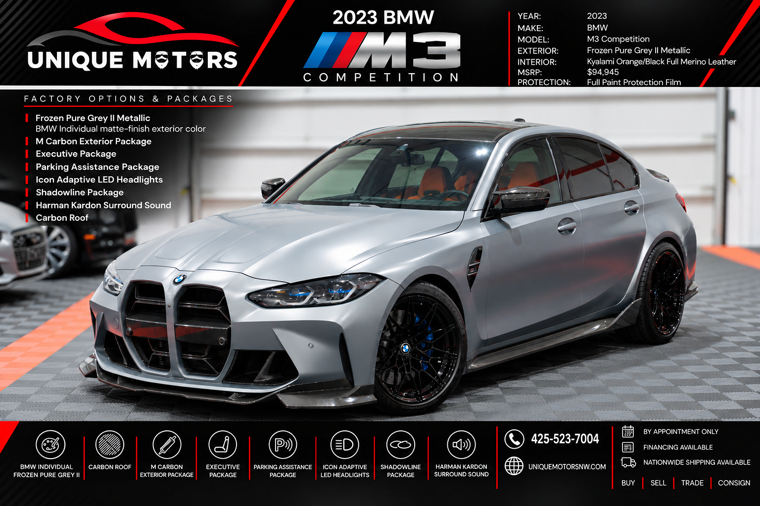 Used 2023 BMW M3 Competition w/ M Carbon Exterior Package