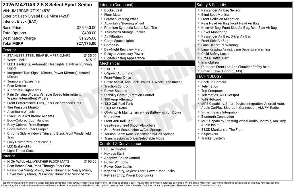 New 2026 MAZDA MAZDA3 s Sport FWD image 34