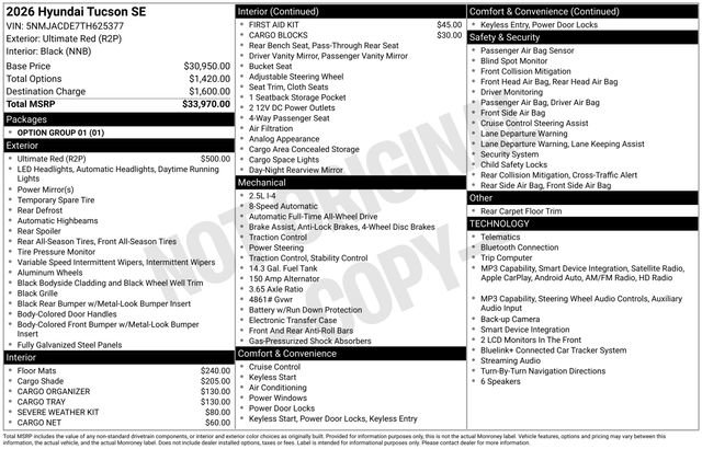 Certified 2026 Hyundai Tucson SE AWD/4WD image 30