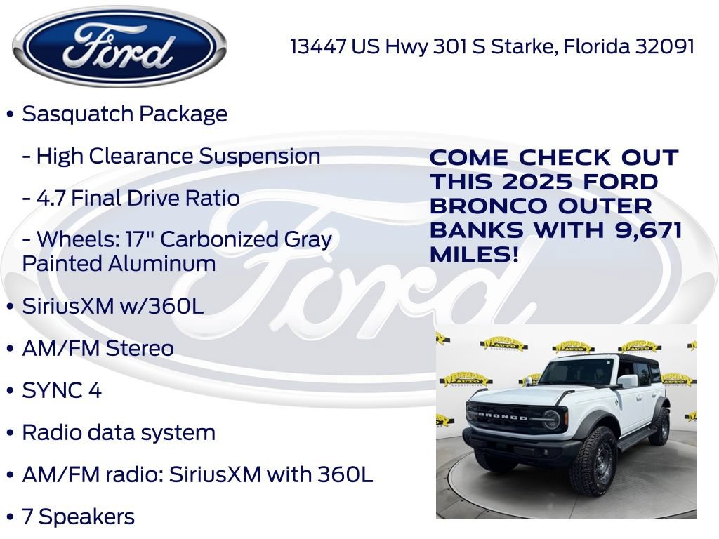 Certified 2025 Ford Bronco Outer Banks w/ Sasquatch Package AWD/4WD image 22