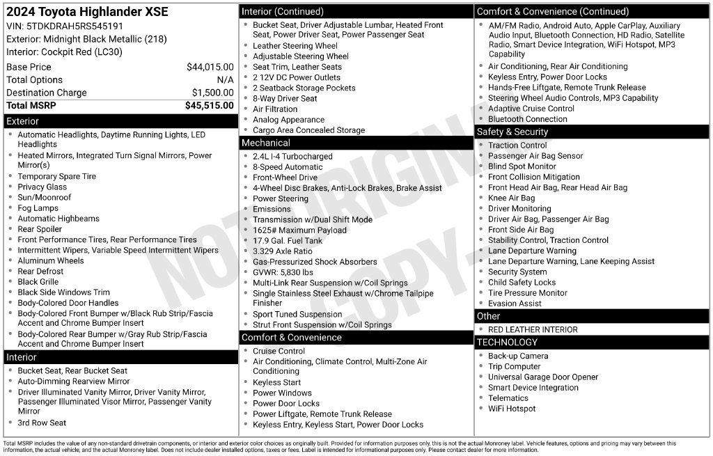 Used 2024 Toyota Highlander XSE FWD image 33