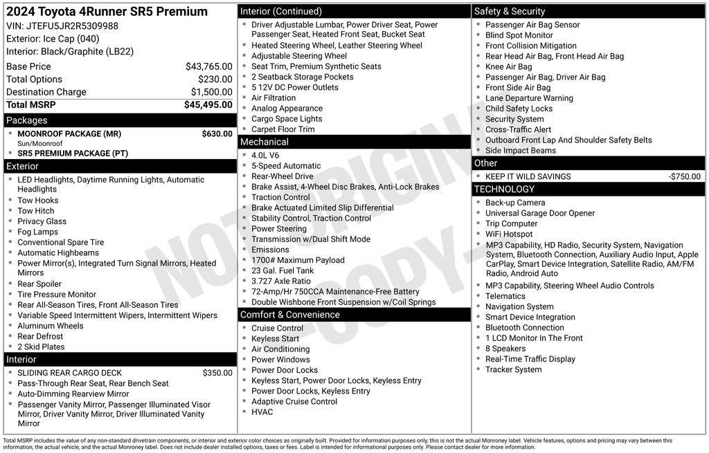 Used 2024 Toyota 4Runner SR5 Premium w/ Moonroof Package RWD image 33