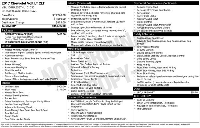 Used 2017 Chevrolet Volt LT w/ Comfort Package image 7