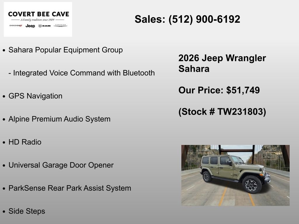 New 2026 Jeep Wrangler Unlimited Sahara AWD/4WD image 24