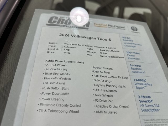 Certified 2024 Volkswagen Taos S w/ MDO Package image 40