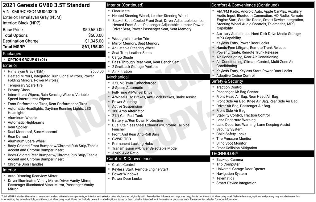 Used 2021 Genesis GV80 3.5T image 35