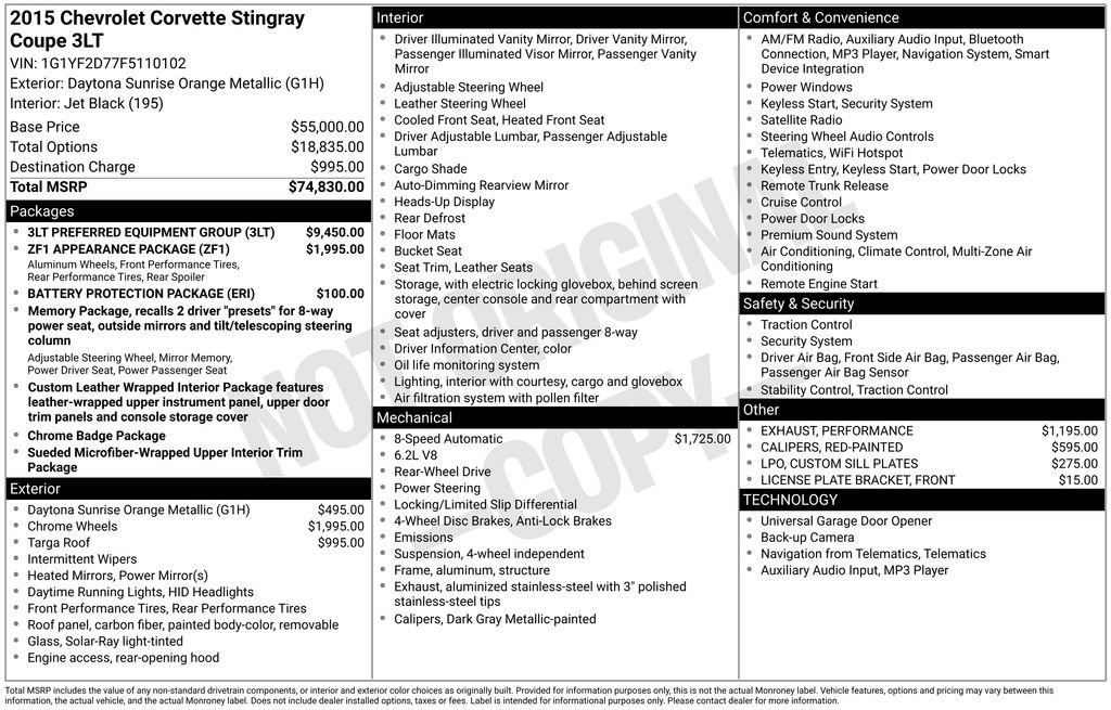 Used 2015 Chevrolet Corvette Stingray w/ 3LT Preferred Equipment Group image 17