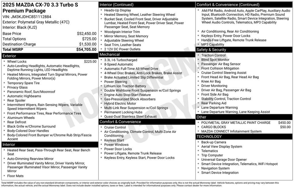 New 2025 MAZDA CX-70 3.3 Turbo S w/ Premium Package image 6