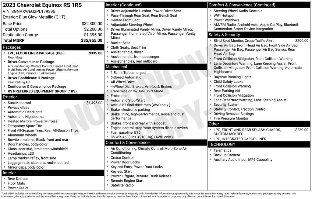 Used 2023 Chevrolet Equinox RS w/ LPO, Floor Liner Package AWD/4WD image 16