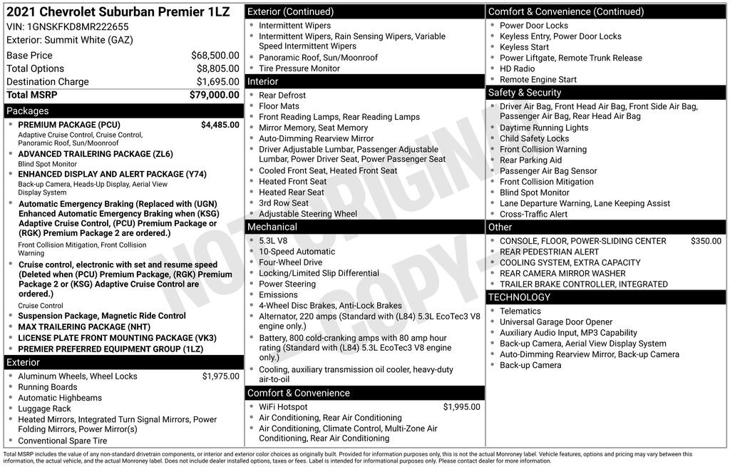 Used 2021 Chevrolet Suburban Premier w/ Premium Package AWD/4WD image 37