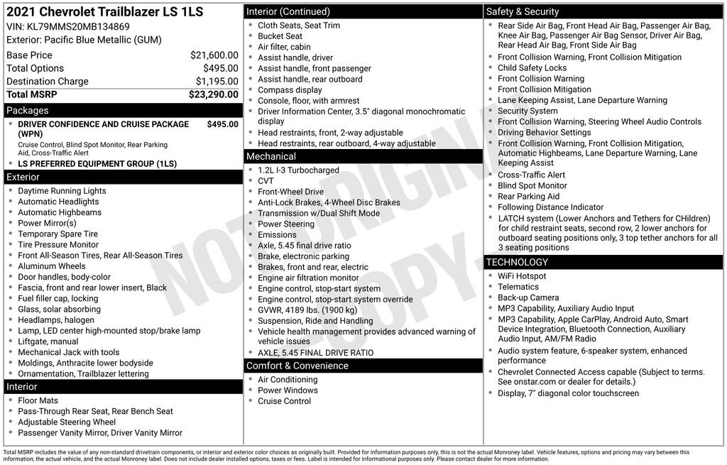 Used 2021 Chevrolet TrailBlazer LS FWD image 2