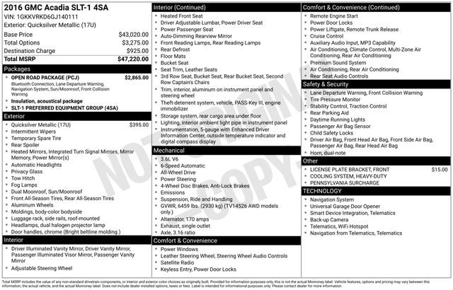 Used 2016 GMC Acadia SLT w/ Open Road Package image 34