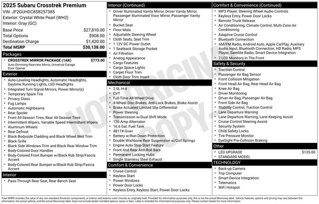 Certified 2025 Subaru Crosstrek 2.0i Premium w/ Crosstrek Mirror Package image 20