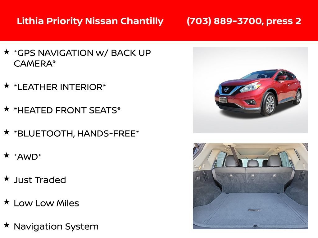 Used 2016 Nissan Murano SL w/ SL Technology Package AWD/4WD image 6