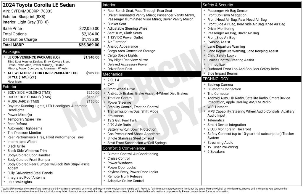 Certified 2024 Toyota Corolla LE w/ LE Convenience Package FWD image 21