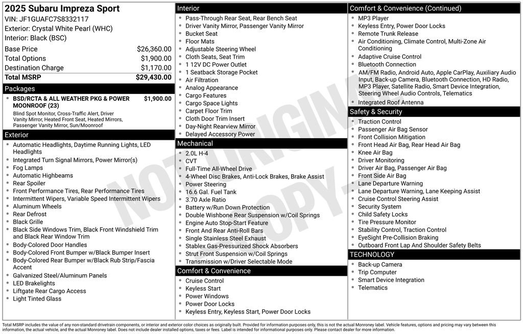 Used 2025 Subaru Impreza 2.0i Sport image 23