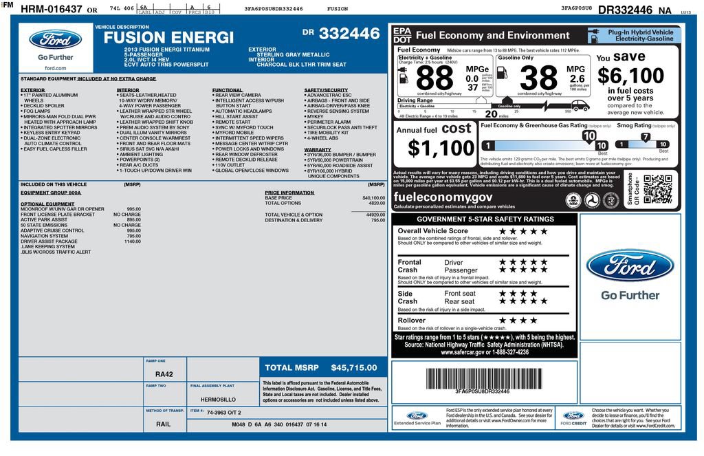Used 2013 Ford Fusion Energi Titanium w/ Driver Assist Pkg FWD image 8
