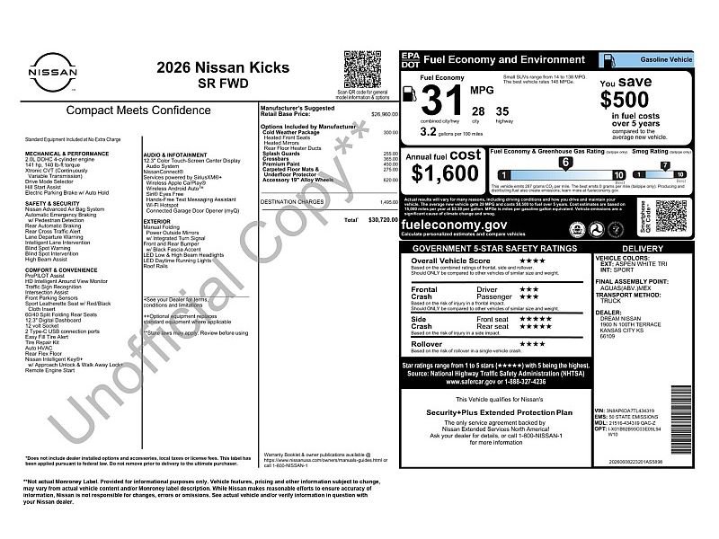 New 2026 Nissan Kicks SR w/ Cold Weather Package FWD image 2