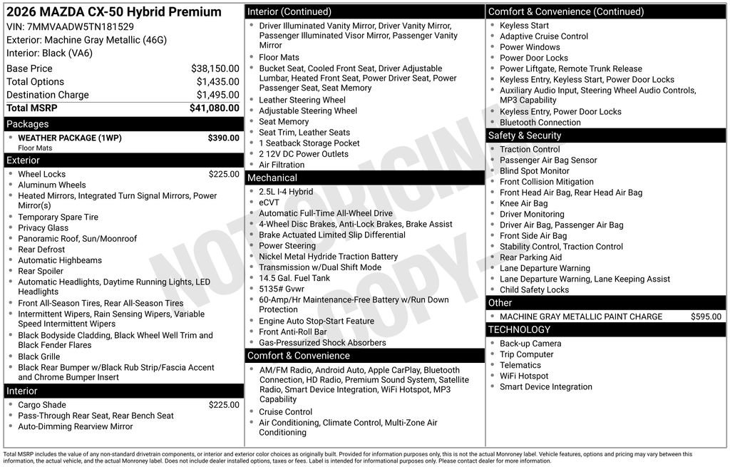 New 2026 MAZDA CX-50 AWD 2.5 Hybrid w/ Weather Package image 33