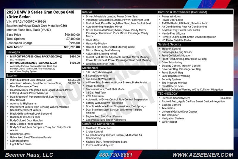 Used 2023 BMW 840i Gran Coupe xDrive w/ M Sport Professional Package AWD/4WD image 3