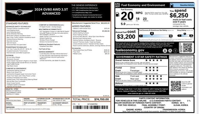 Used 2024 Genesis GV80 3.5T Advanced w/ Advanced Package AWD/4WD image 29