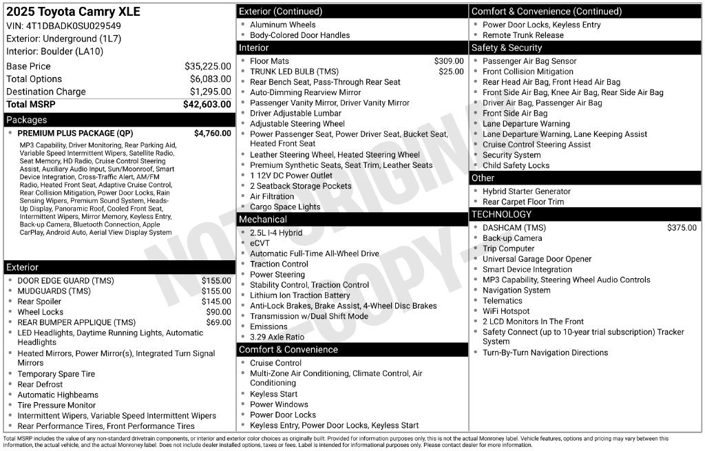 Certified 2025 Toyota Camry XLE w/ Premium Plus Package AWD/4WD image 38