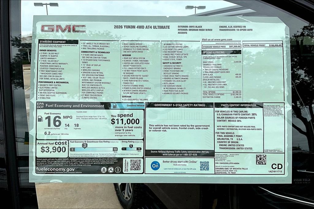 New 2026 GMC Yukon AT4 Ultimate w/ LPO, Floor Liner Package AWD/4WD image 33