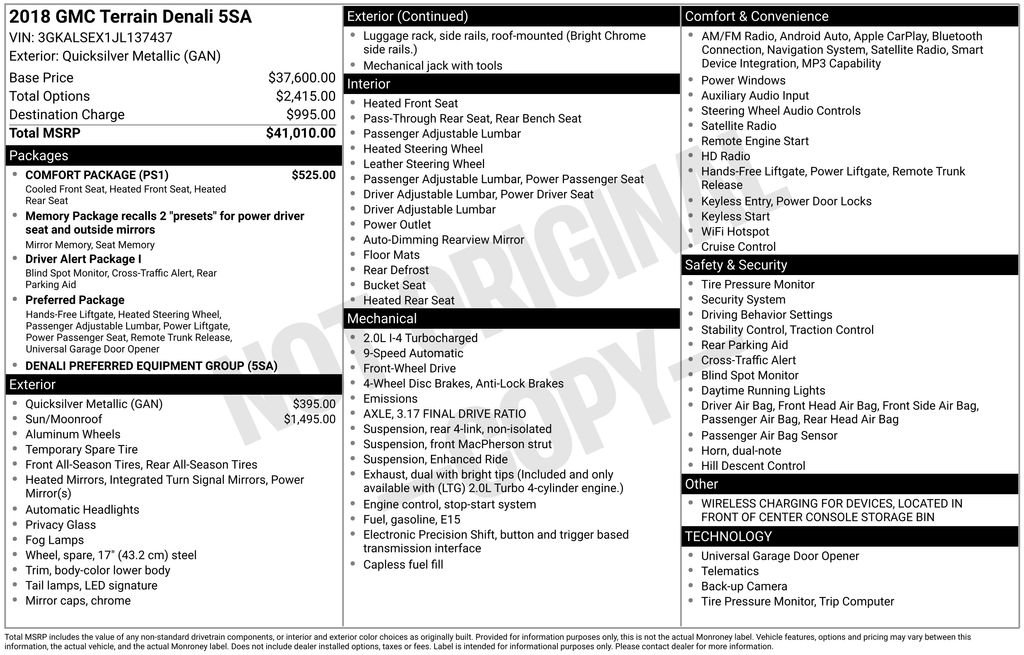 Used 2018 GMC Terrain Denali w/ Comfort Package image 39