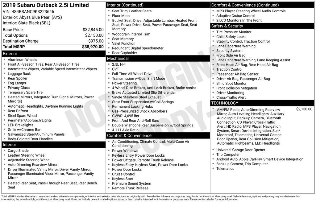 Used 2019 Subaru Outback 2.5i Limited image 11
