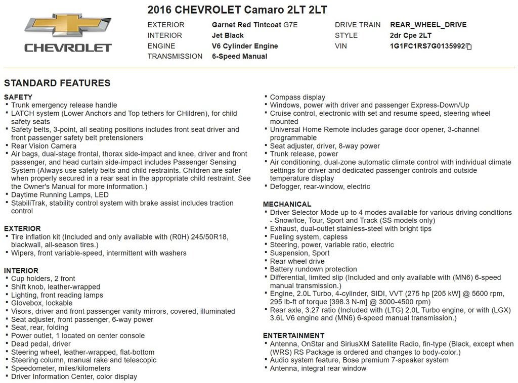 Used 2016 Chevrolet Camaro LT RWD image 17
