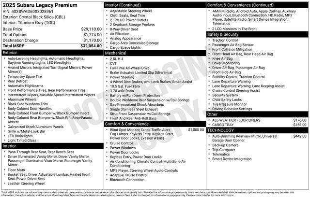 New 2025 Subaru Legacy Premium image 4