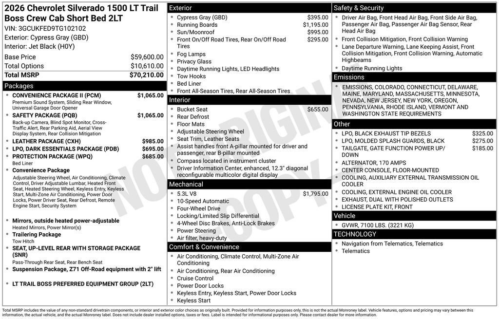 New 2026 Chevrolet Silverado 1500 LT Trail Boss w/ Safety Package image 4