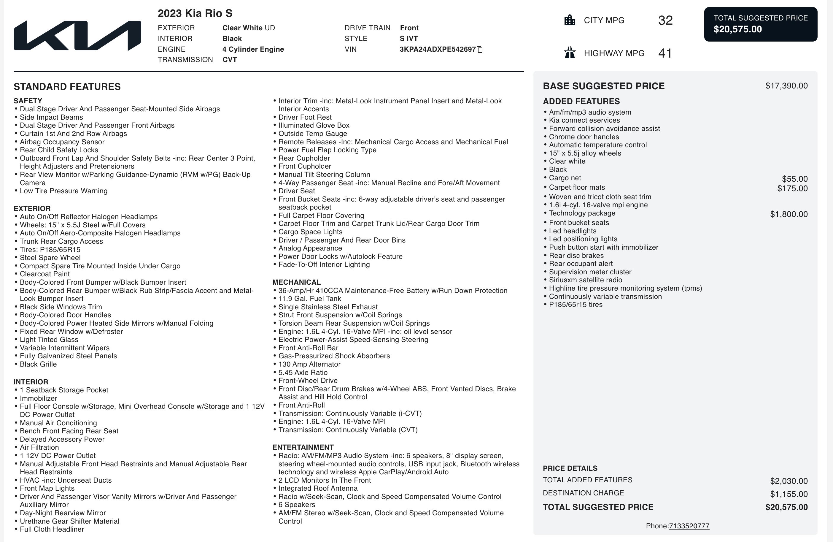 Used 2023 Kia Rio S w/ Technology Package image 5