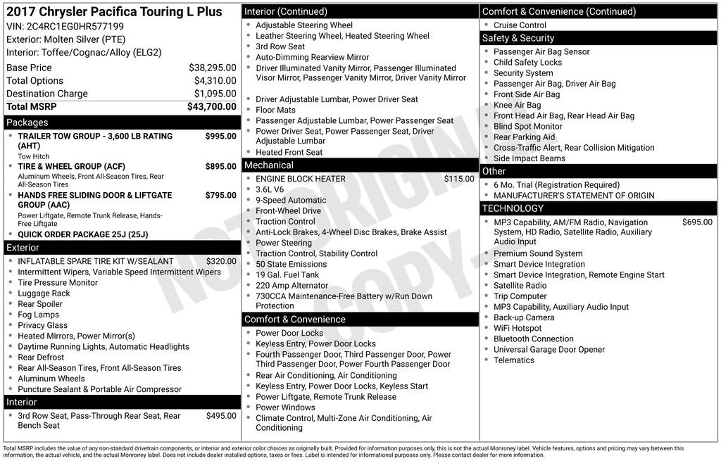 Used 2017 Chrysler Pacifica Touring-L Plus FWD image 19