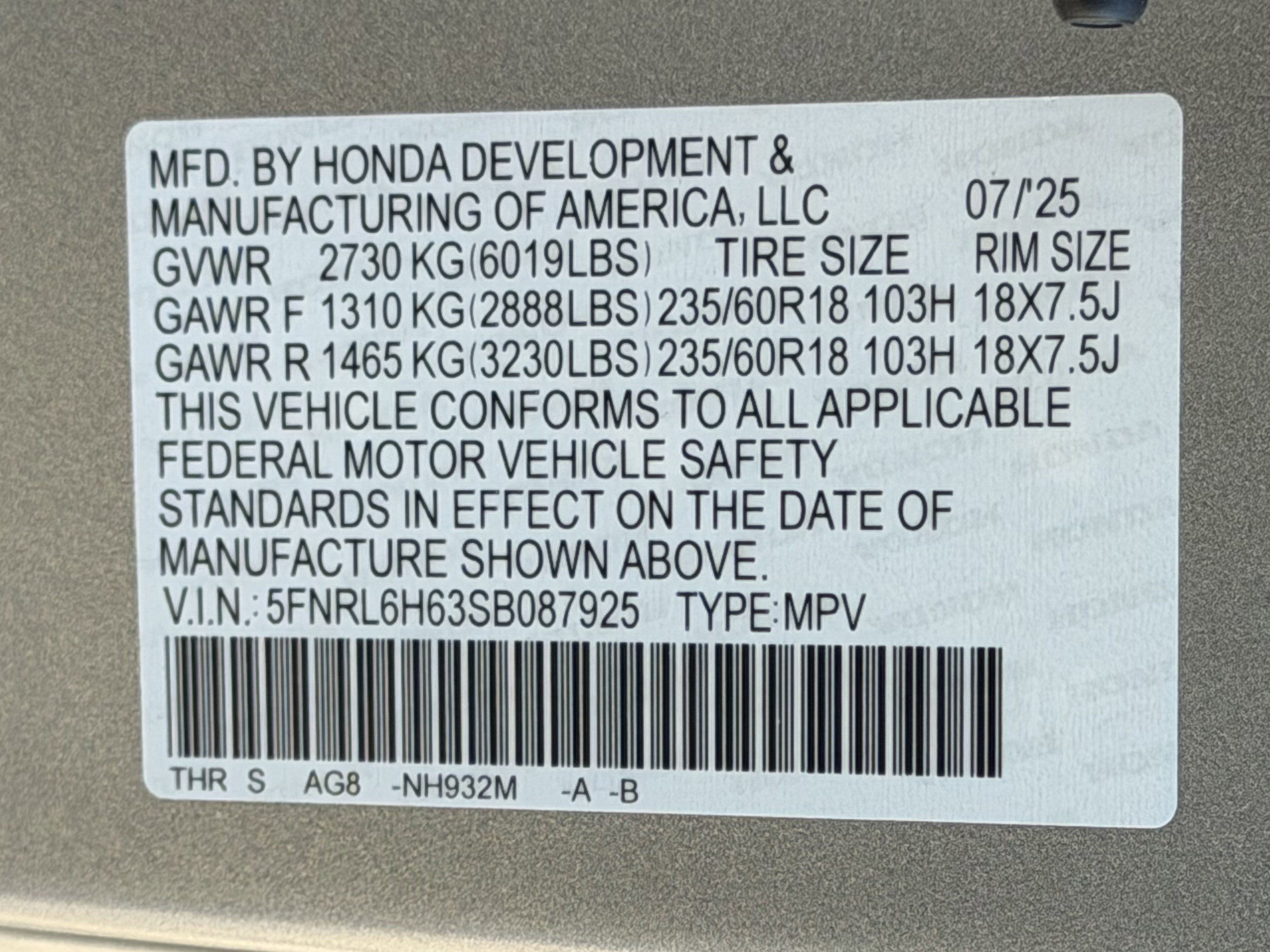 Certified 2025 Honda Odyssey EX-L image 29