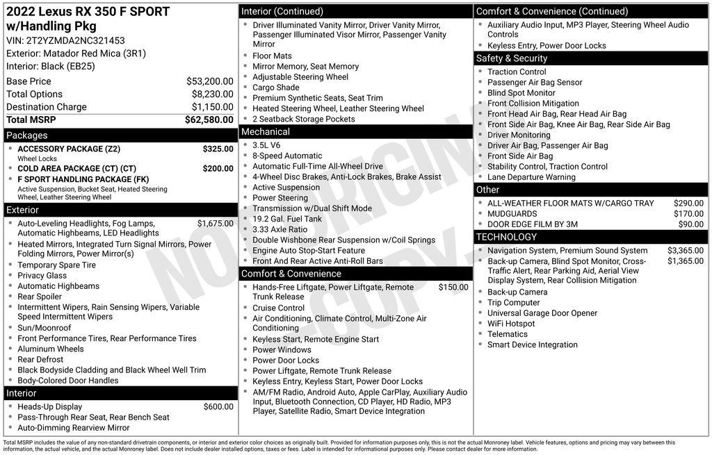 Used 2022 Lexus RX 350 F Sport w/ Accessory Package image 4