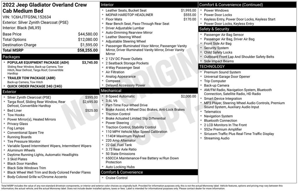 Used 2022 Jeep Gladiator Overland w/ Popular Equipment Package AWD/4WD image 39