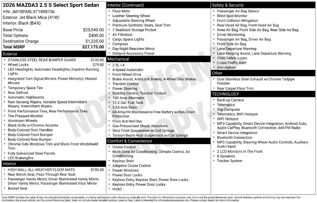 New 2026 MAZDA MAZDA3 s Sport FWD image 33