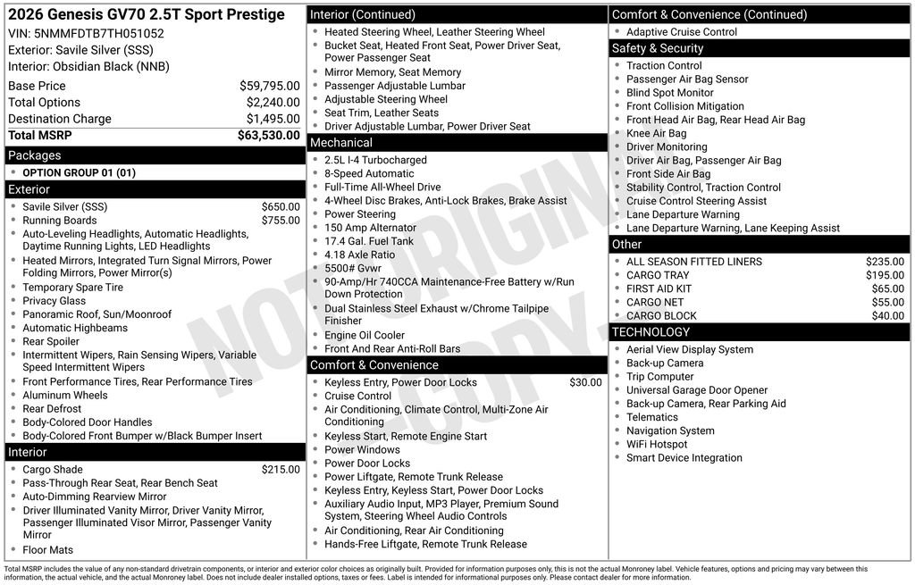 New 2026 Genesis GV70 2.5T Sport Prestige AWD/4WD image 3