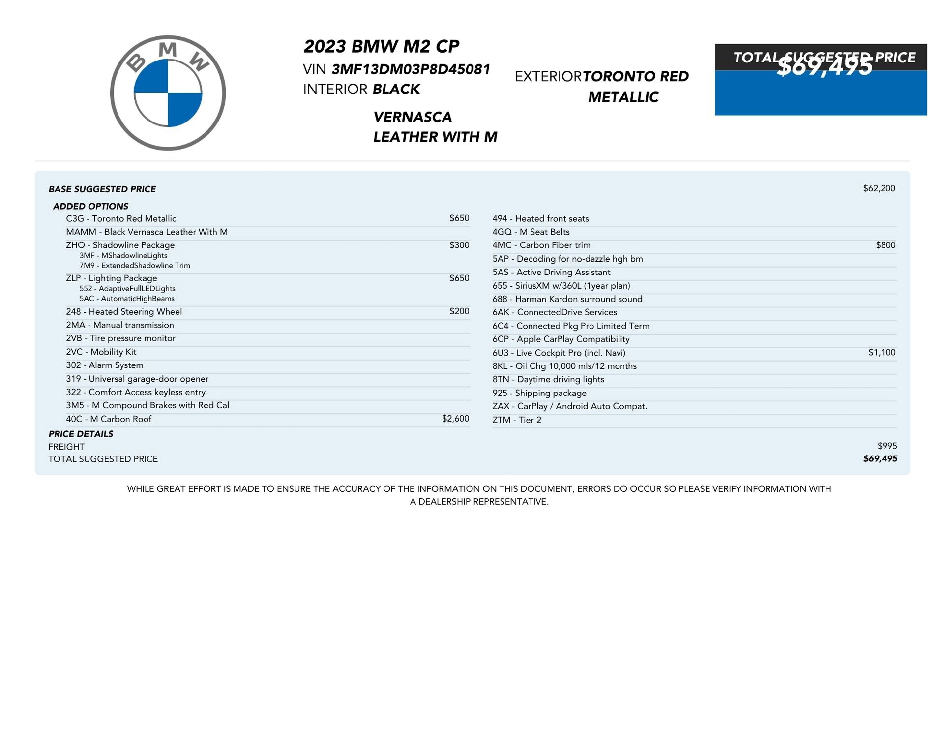 Used 2023 BMW M2 w/ Lighting Package image 81