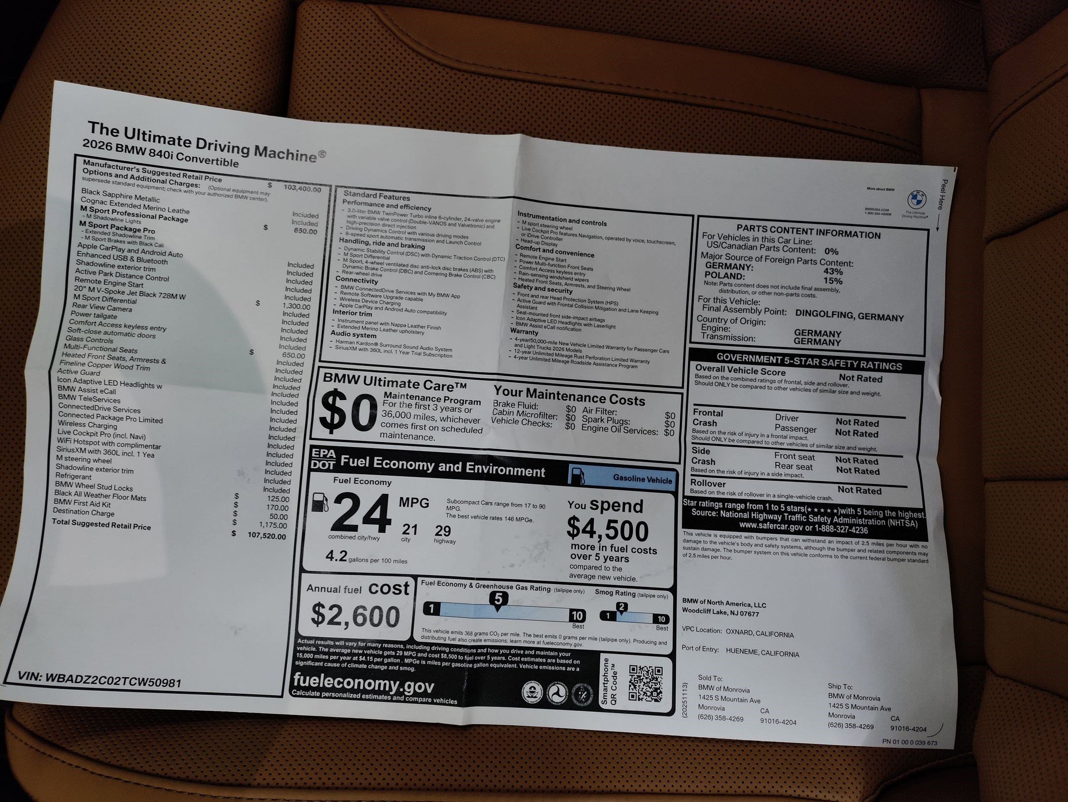 New 2026 BMW 840i Convertible w/ M Sport Professional Package RWD image 31