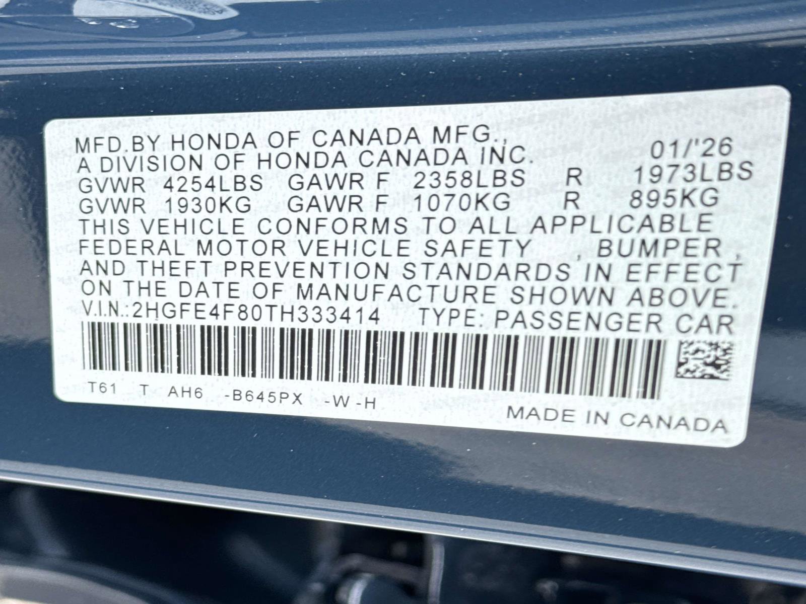 New 2026 Honda Civic Sport image 25