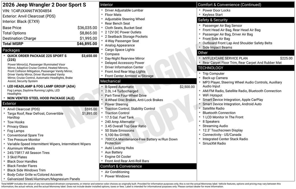 New 2026 Jeep Wrangler Sport AWD/4WD image 6