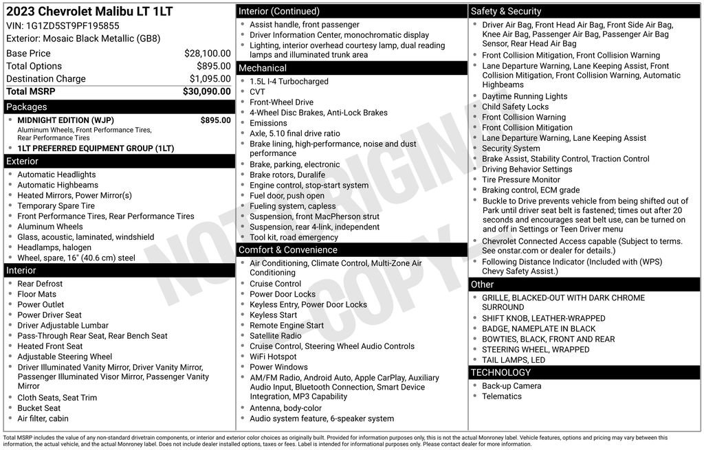 Used 2023 Chevrolet Malibu LT w/ Midnight Edition FWD image 6