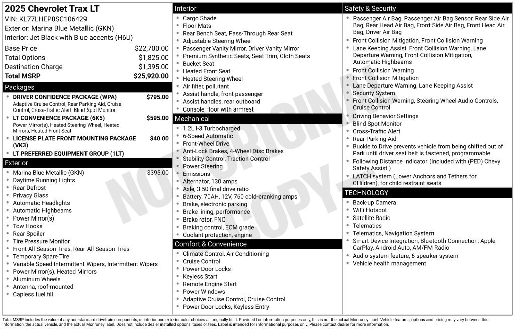 Used 2025 Chevrolet Trax LT w/ Driver Confidence Package FWD image 59